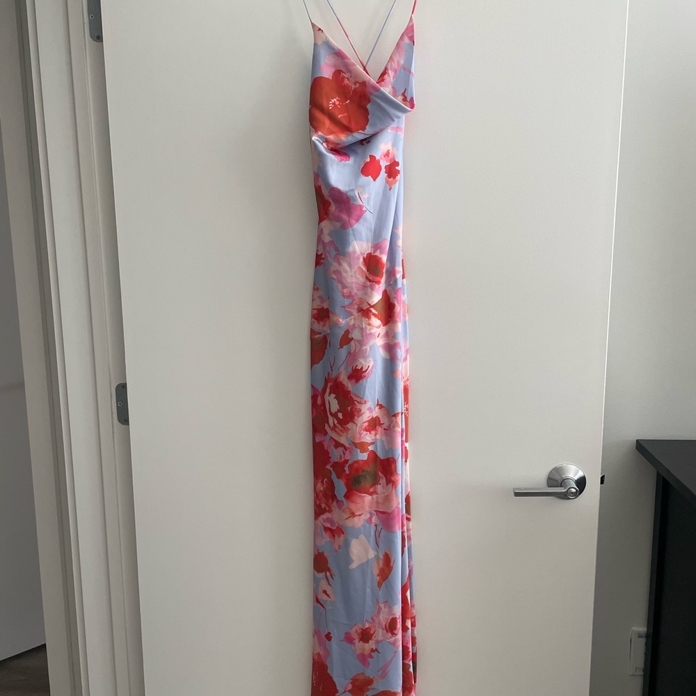 Floral Maxi Dress in Red and Blue